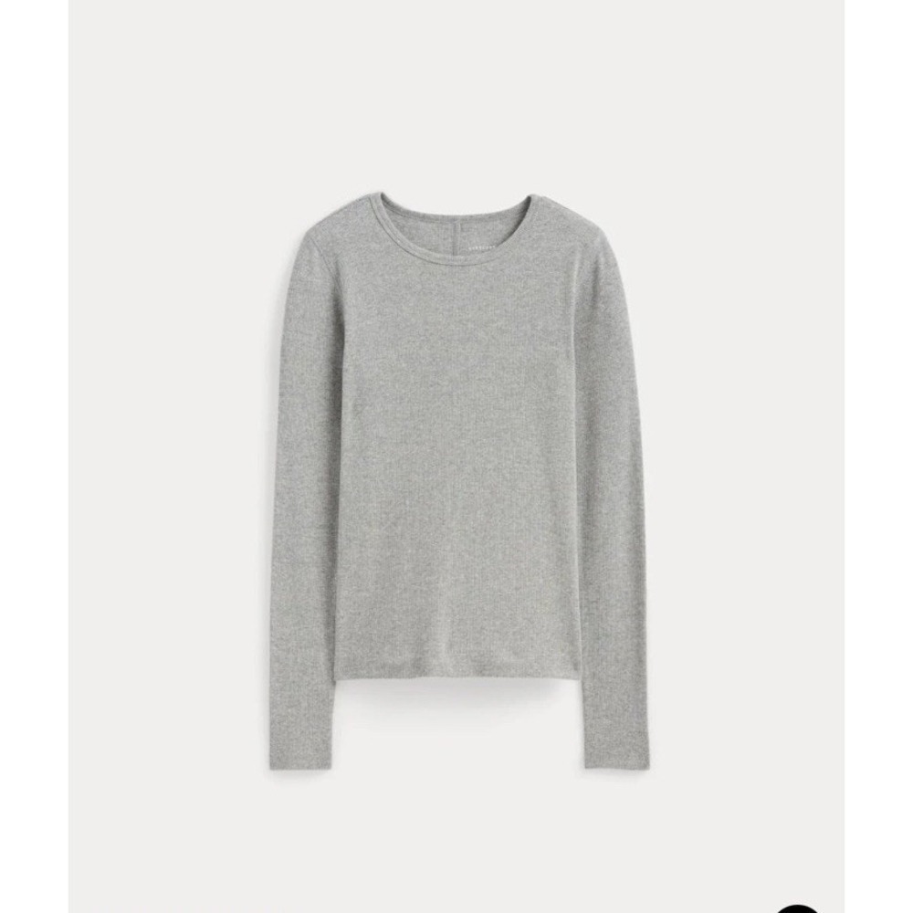 Everlane NWT Supima Cotton Luxe Micro-rib Long Sleeve Crew Heather Gray XS - Picture 3 of 9